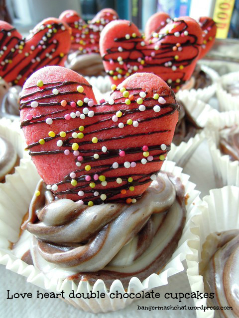Love heart double chocolate cupcakes