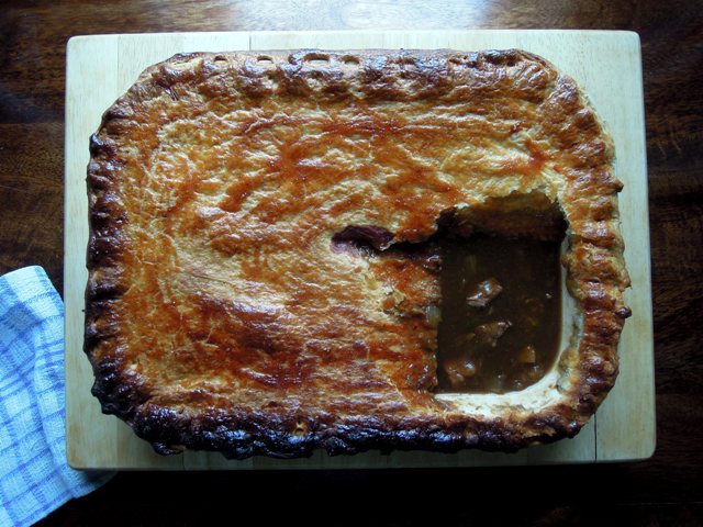 beef and guinness pie with vanilla and thyme